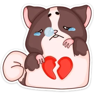 💔 햄스터, 상심, 슬픈, 우는, 만화, 스티커, 귀여운 telegram sticker