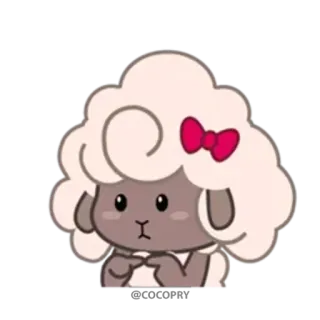 😔 sheep, cute, animal, sticker, cartoon, bow telegram sticker