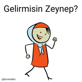 🤔 Zeynep Gelirmisin Zeynep? cartoon, meisje, naam, personage, Turks whatsapp sticker