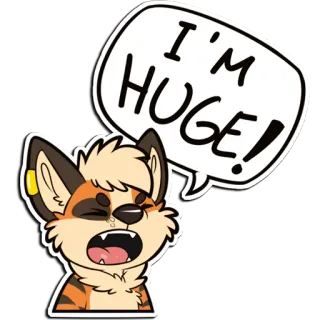 😤 I'M HUGE! furry, feline, animal, cartoon, shouting, yelling, excited, huge, speech bubble telegram sticker