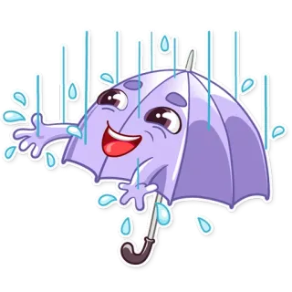 ☔ Regenschirm, Regen, Cartoon, Wetter, Fröhlich telegram sticker