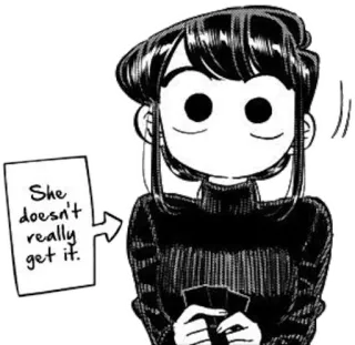 ❓ Komi Shouko Komi Can't Communicate She doesn't really get it. Komi não consegue se comunicar, Anime, Mangá, Komi Shouko, Expressão facial, Nervoso/a, Cartas de baralho whatsapp sticker