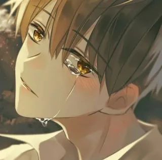 😔 anime, smutny, płacz, chłopak, łzy telegram sticker