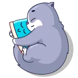 🤗 кот, сон, книга, мультфильм, животное, милый, каваий whatsapp sticker