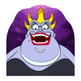 😡 Ursula The Little Mermaid Disney, méchant, sorcière des mers, dessin animé, Ursula, maléfique telegram sticker