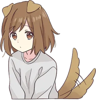 😮 Anime, Gadis, Anjing, Telinga, Ekor, Lucu telegram sticker
