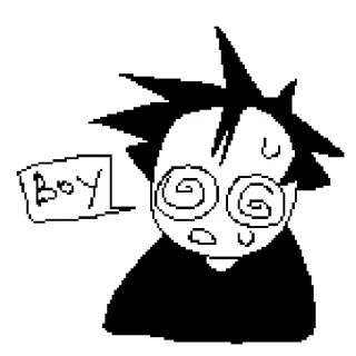 😲 Boy dibujos animados, garabato, chico, blanco y negro, dibujo telegram sticker