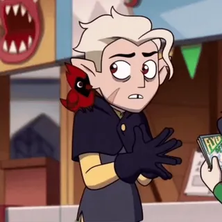 🪄 Hunter The Owl House animação, desenho animado, fantasia, pássaro vermelho, capa telegram sticker