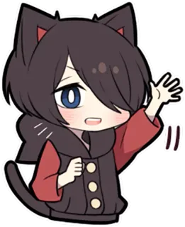 👋 Anime, Kawaii, Katze, Chibi, Süß, Cartoon whatsapp sticker