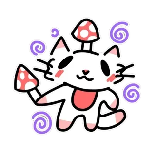😵‍💫 gatto, fungo, carino, cartone animato, stravagante, adesivo, animale telegram sticker