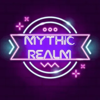 😐 MYTHIC REALM мифическое царство, неоновая вывеска, фиолетовый, фэнтези, магия telegram sticker