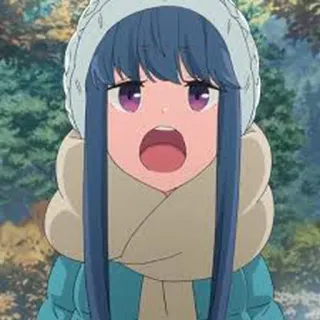 😯 Rin Shima Yuru Camp Аниме, Мультфильм, Милый, Девушка, Персонаж, Кемпинг, Зима telegram sticker