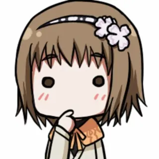🤔 Anime, Chibi, Mignon, Fille, Kawaii, Pensif telegram sticker