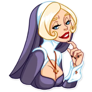😏 nun, religion, cartoon, religious, sexy, blond telegram sticker