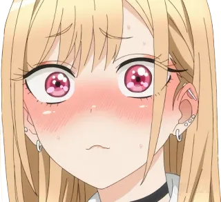 😳 Marin Kitagawa My Dress-Up Darling anime, gadis, malu, tersipu, imut, kawaii, My Dress-Up Darling telegram sticker
