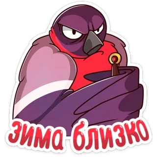 😤 зима-близко burung, musim dingin, kartun, merah, ungu, marah, rusia telegram sticker