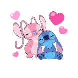 ☺️ Stitch Lilo & Stitch cartoon, cute, love, disney, couple, hearts whatsapp sticker