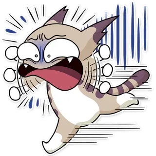 😨 chat, dessin animé, effrayé, choqué, animé, panique, expression, course telegram sticker