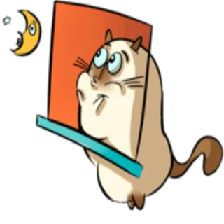 🌙 gato, luna, soñando, dibujos animados, animal, ventana telegram sticker