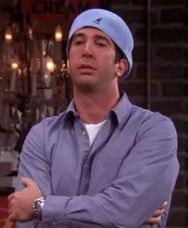 😎 Ross Geller Friends tv show, sitcom, 90s, character, actor, man, hat telegram sticker