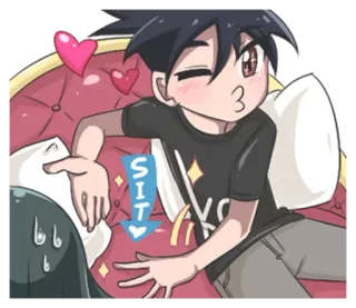 😉 SIT anime, boy, sit, cute, pillow telegram sticker