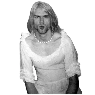 👻 Kurt Cobain músico, vestido, perlas, cantante, rock telegram sticker