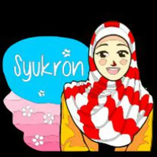 🙏 Syukron Хиджаб, Мультфильм, Исламский, Мусульманка, Женщина, Платок whatsapp sticker