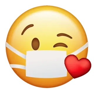 😘 Emoji, Masker, Berkedip, Hati, Cinta, COVID-19, Kesehatan whatsapp sticker