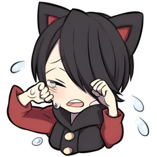 😭 crying, anime, sad, cat ears, tearful, cartoon telegram sticker