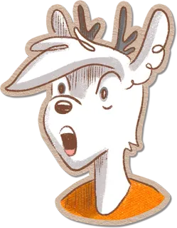 😱 Мультик, Олень, Удивлен, Животное, Наклейка, Белый, Оранжевый telegram sticker
