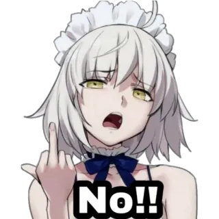 🖕 No!! jari tengah, anime, maid, menyinggung, gestur telegram sticker
