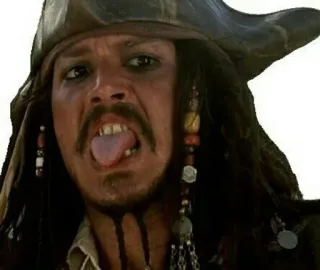 👅 Captain Jack Sparrow Pirates of the Caribbean pirata, film, divertente, Johnny Depp telegram sticker