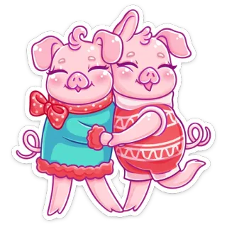 ❤️ cerdo, lindo, adorable, animales, dibujos animados, rosa, kawaii telegram sticker