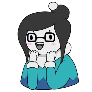 😛 Desenho animado, Mulher, Óculos, Bonito, Sorriso, Inverno, Suéter telegram sticker