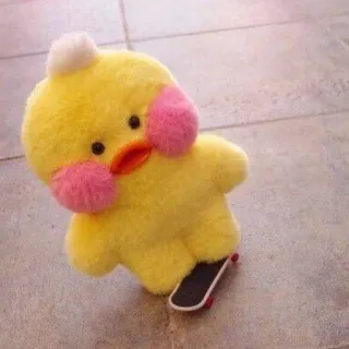😐 canard, peluche, skateboard, mignon, jouet, jaune telegram sticker
