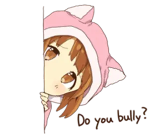 👀 Do you bully? Anime, Mädchen, Spähen, Frage telegram sticker