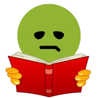 📔 libro, lectura, verde, personaje, educación, aprender, estudio telegram sticker