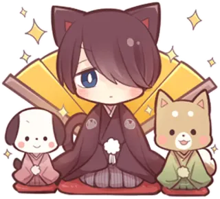 🎎 anime, cane, carino, kawaii, fan, scintillio, chibi whatsapp sticker