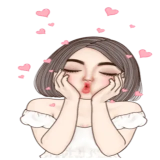 😘 corações, amor, mulher, fofo, beijo whatsapp sticker