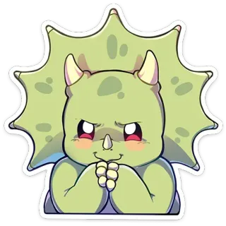😈 공룡, 트리케라톱스, 만화, 귀여운, 동물, 파충류 telegram sticker