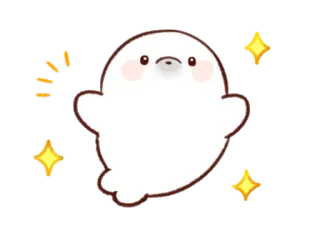 😃 dễ thương, hải cẩu, động vật, kawaii, lấp lánh, hoạt hình whatsapp sticker