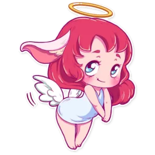😇 anjo, desenho animado, fofo, asas, auréola, chibi telegram sticker