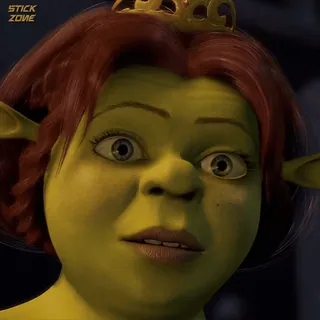 🫑 Princess Fiona Shrek ogre, princesse, dessin animé, vert, animation telegram sticker