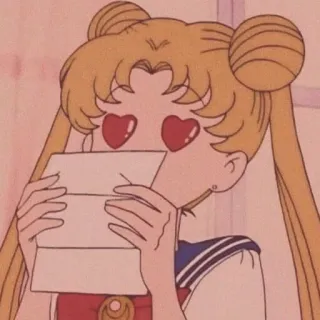 🖤 Sailor Moon Anime, Manga, Amore, Occhi a cuore, Kawaii, Cartoni animati, Lettera telegram sticker