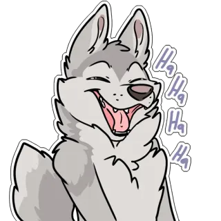 🤣 Haha wolf, lachen, blij, dier, cartoon telegram sticker