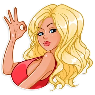 👌 woman, girl, blonde, ok gesture, cartoon telegram sticker