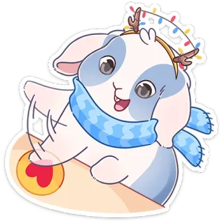 🥰 kelinci, hewan, imut, stiker, hati, lampu natal, musim dingin, liburan telegram sticker