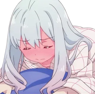 😳 аниме, девушка, сонная, уставшая, краснеющая telegram sticker