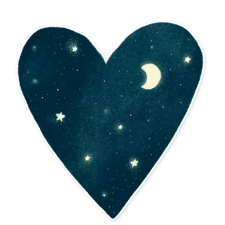 💙 Herz, Nacht, Himmel, Mond, Sterne, himmlisch, Weltraum, Liebe, Astronomie telegram sticker