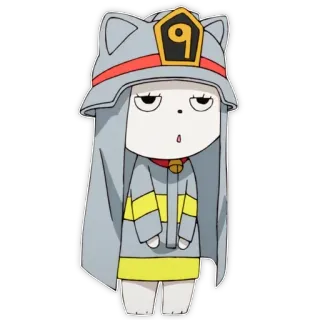 🐱 anime, cat, firefighter, helmet, cartoon telegram sticker
